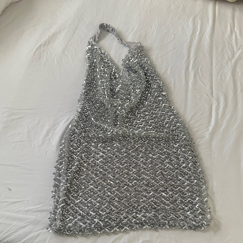 Elegant Silver Sequin Dress